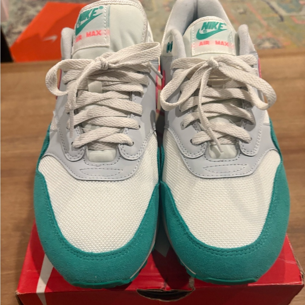 Nike Air Max 1 Summit White and Sunset Pulse